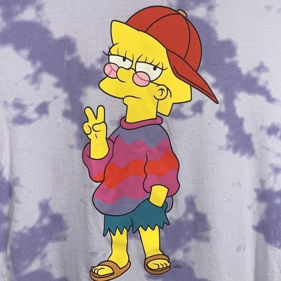 Lisa Simpsons shirt purple tie dye small peace out - Picture 2 of 3